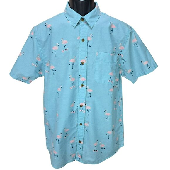 Party Pants Men's Flamingo Print Cabana Shirt Medium - Picture 1 of 8